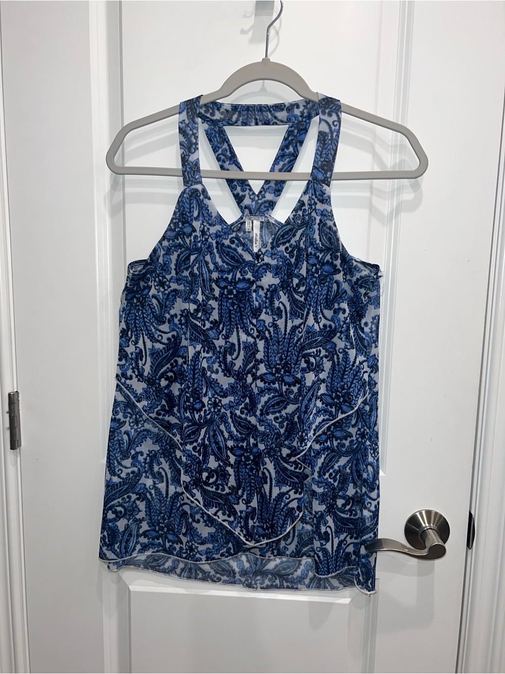 Studio Y Women's Sleeveless Paisley Sheer Summer Tank Top Size Large